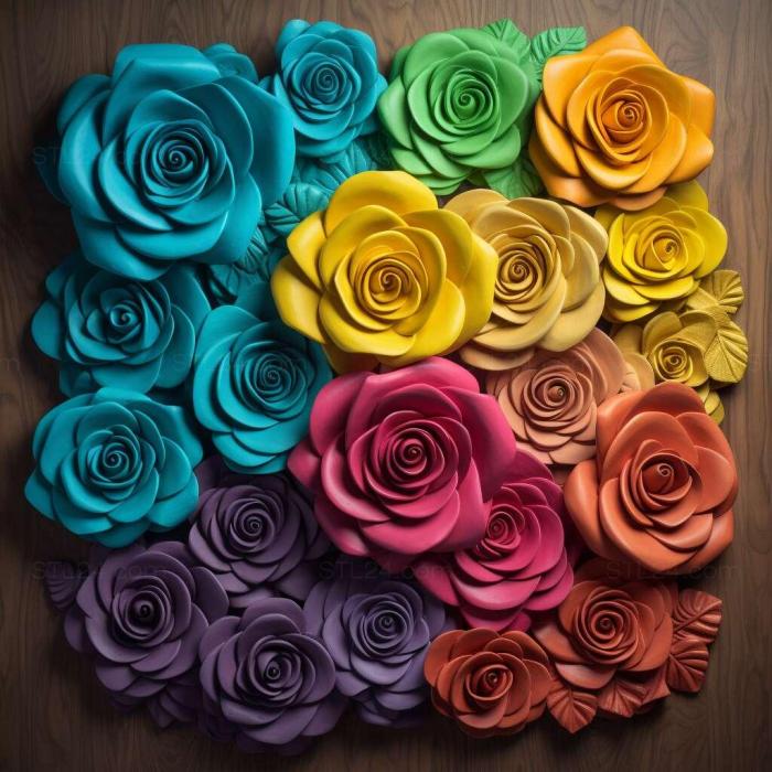 Patterns and decorations (Rainbow roses 4, PATTERN_736) 3D models for cnc
